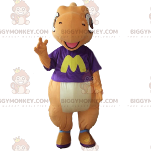 Costume de mascotte BIGGYMONKEY™ de dinosaure orange et blanc