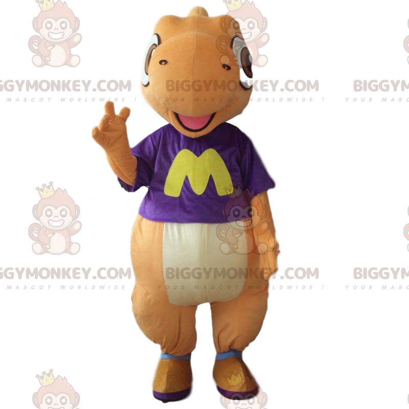 Disfraz de mascota BIGGYMONKEY™ de dinosaurio naranja y blanco