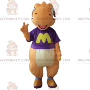 Disfraz de mascota BIGGYMONKEY™ de dinosaurio naranja y blanco