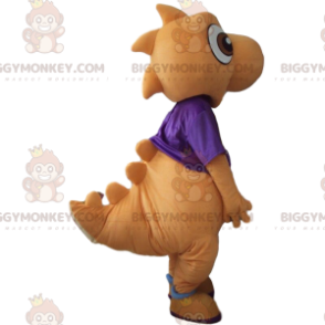 Costume de mascotte BIGGYMONKEY™ de dinosaure orange et blanc