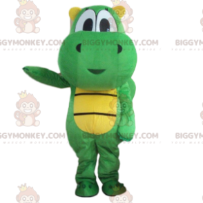 BIGGYMONKEY™ mascot costume green and yellow dragon, green