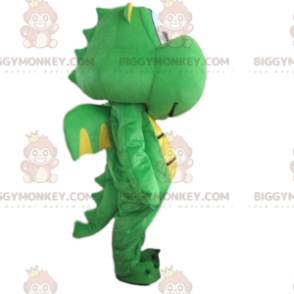 BIGGYMONKEY™ mascot costume green and yellow dragon, green