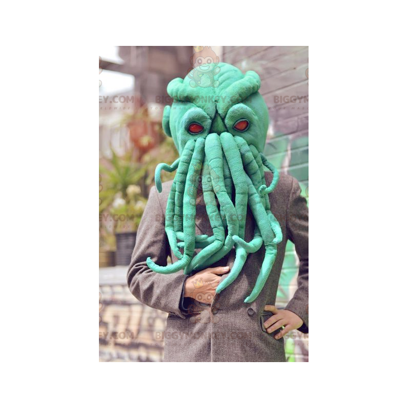 Costume mascotte BIGGYMONKEY™ con testa di polpo verde molto