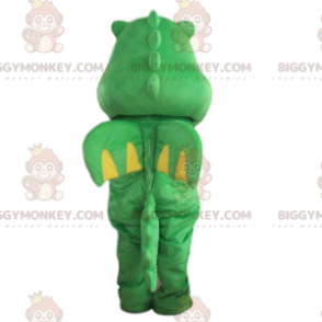 BIGGYMONKEY™ maskotdräkt grön och gul drake, grön