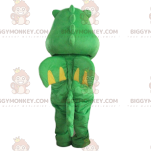 Traje de mascote BIGGYMONKEY™ dragão verde e amarelo, traje de