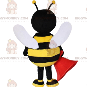 BIGGYMONKEY™ maskotdräkt gult och svart bi, leende getingdräkt