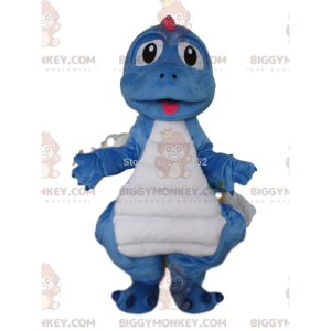 Disfraz de mascota dragón azul y blanco BIGGYMONKEY™, disfraz