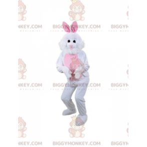 Fantasia de mascote de coelho branco e rosa BIGGYMONKEY™