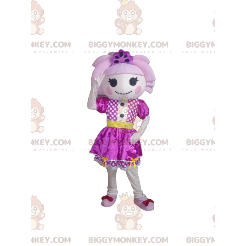 Μωβ κοστούμι μασκότ BIGGYMONKEY™ για κορίτσι, πολύχρωμη στολή