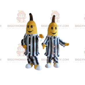 2 BIGGYMONKEY's mascotte van bananen in zwart-wit gestreepte