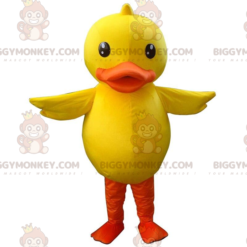Traje de mascote BIGGYMONKEY™ grande pato amarelo e laranja