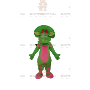 Grüner und rosa Dinosaurier BIGGYMONKEY™ Maskottchenkostüm