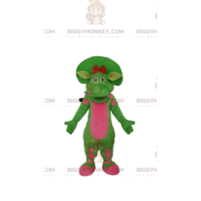 Costume de mascotte BIGGYMONKEY™ de dinosaure vert et rose