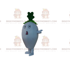 Giant white radish BIGGYMONKEY™ mascot costume, funny vegetable