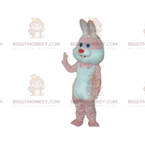 Costume de mascotte BIGGYMONKEY™ de lapin rose et blanc