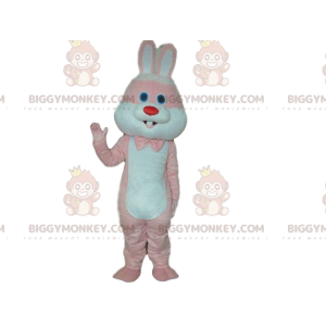 Costume de mascotte BIGGYMONKEY™ de lapin rose et blanc