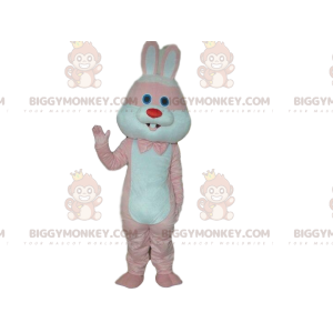Rosa och vit kanin BIGGYMONKEY™ Maskotdräkt, Giant Bunny