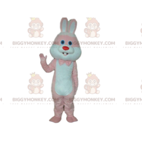 Kostým maskota růžovobílého králíka BIGGYMONKEY™, kostým obřího