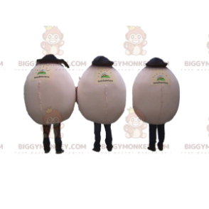 3 uovo mascotte sorridente di BIGGYMONKEY™ con cappelli, 3 uova
