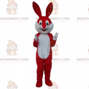 Rød og hvid kanin BIGGYMONKEY™ maskotkostume, kæmpe