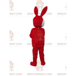 Red and White Bunny BIGGYMONKEY™ Mascot Costume, Giant Bunny