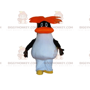 Traje de mascote BIGGYMONKEY™ Pinguim preto e branco com cabelo
