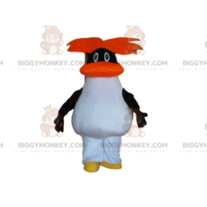 Traje de mascote BIGGYMONKEY™ Pinguim preto e branco com cabelo