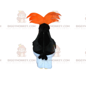 BIGGYMONKEY™ Maskotdräkt Svartvit pingvin med orange hår -