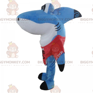 BIGGYMONKEY™ Costume da mascotte grande squalo blu e bianco