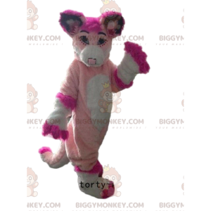 BIGGYMONKEY™ maskotkostume af husky, pink fox, pink