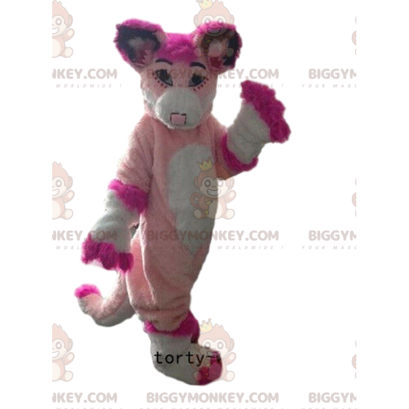 BIGGYMONKEY™ costume da mascotte di husky, volpe rosa, costume