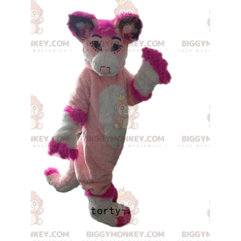 BIGGYMONKEY™ mascot costume of husky, pink fox, pink dog