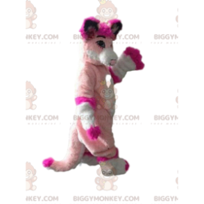 Στολή μασκότ BIGGYMONKEY™ με γεροδεμένο, ροζ αλεπού, ροζ