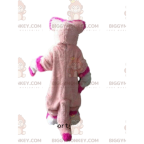BIGGYMONKEY™ maskotdräkt av husky, rosa räv, rosa hunddräkt -