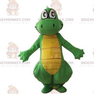 BIGGYMONKEY™ costume da mascotte drago verde e giallo, costume