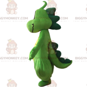 Traje de mascote BIGGYMONKEY™ dragão verde e amarelo, traje de