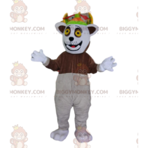 BIGGYMONKEY™ maskotdräkt av kung Julian, berömd lemur från
