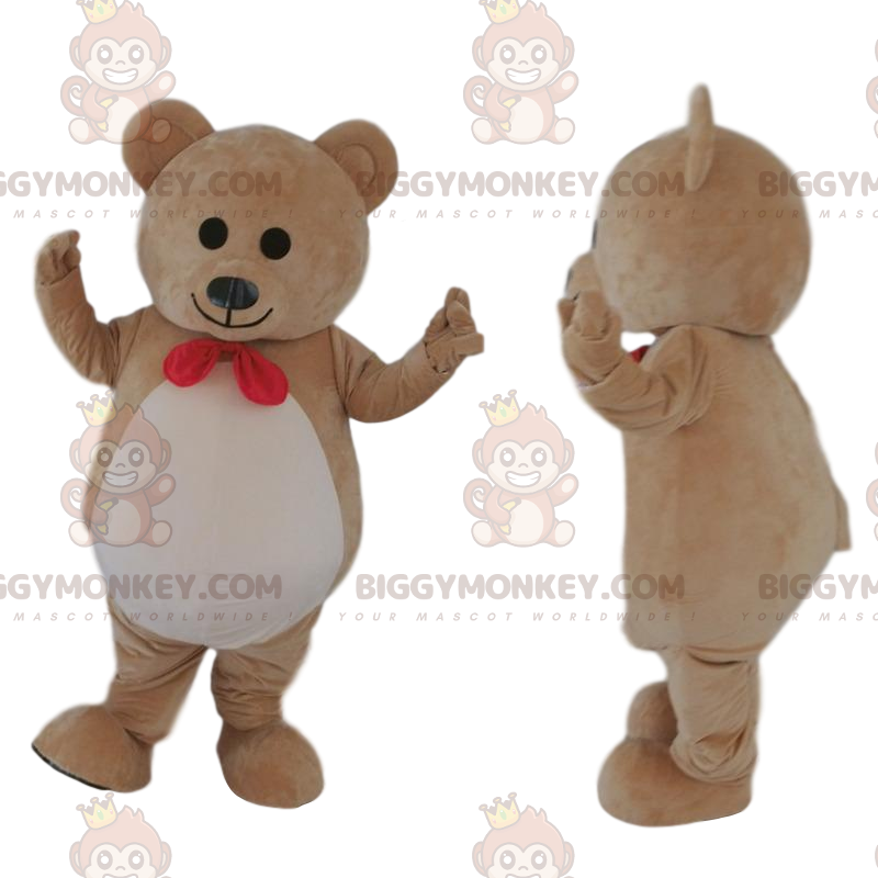 Mycket söt brun björn BIGGYMONKEY™ maskotdräkt, beige