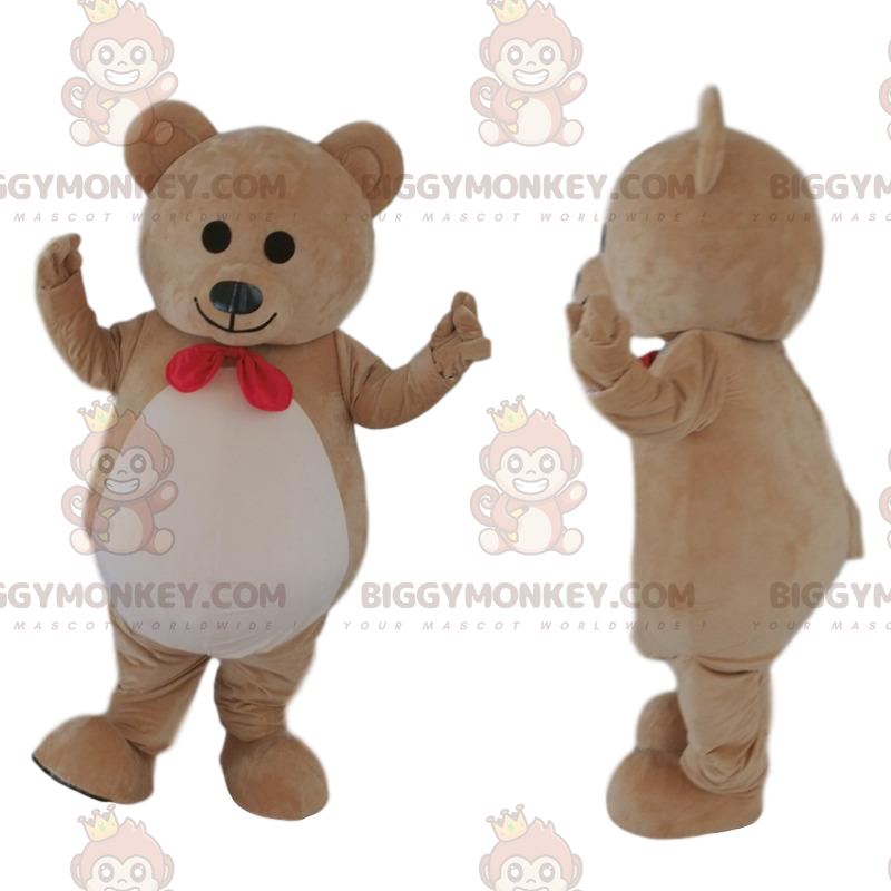 Very cute brown bear BIGGYMONKEY™ mascot costume, beige teddy