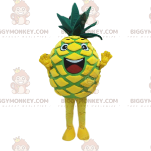 BIGGYMONKEY™ gelbes und grünes Ananas-Maskottchen-Kostüm