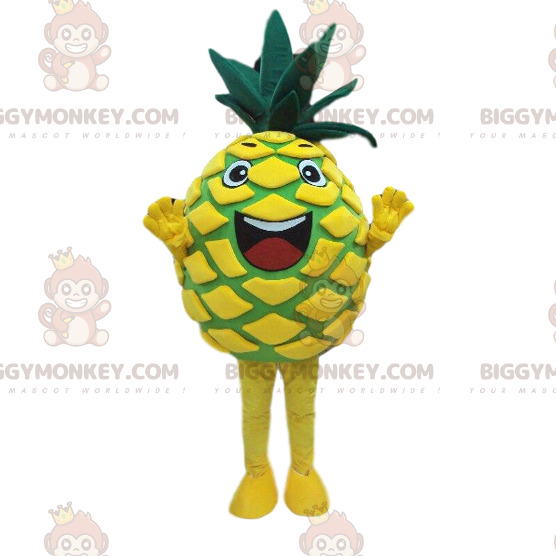 BIGGYMONKEY™ gul og grøn ananas maskot kostume, ananas kostume