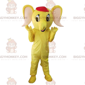 BIGGYMONKEY™ gele olifant mascotte kostuum, gele baby olifant