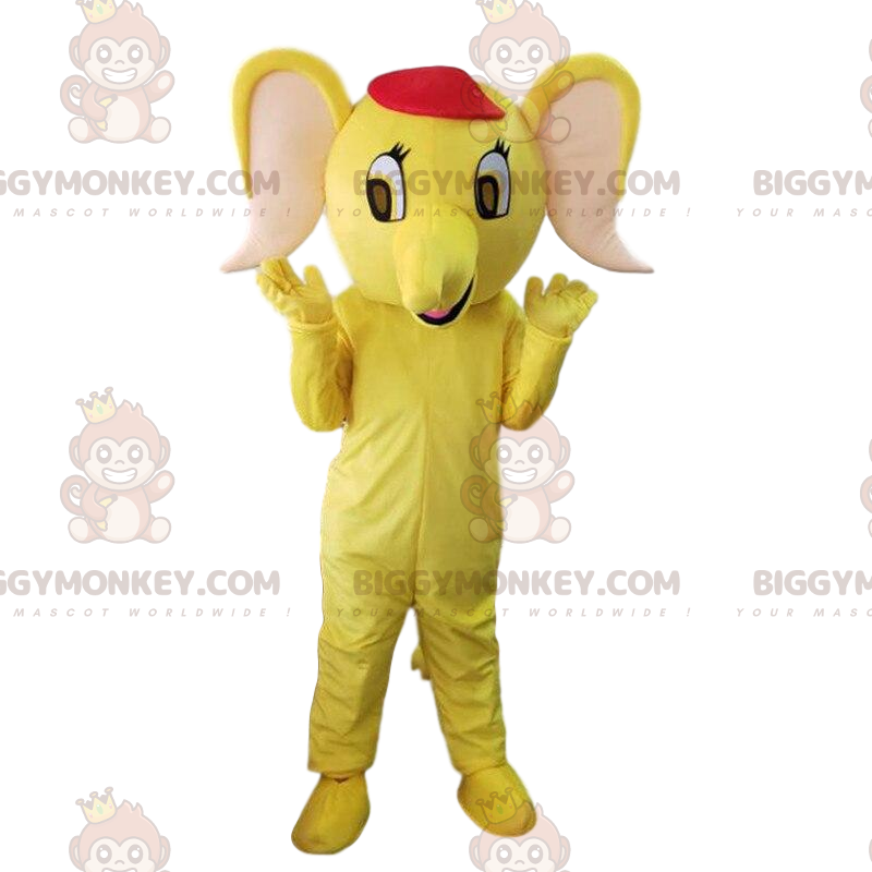 Costume de mascotte BIGGYMONKEY™ d'éléphant jaune, costume