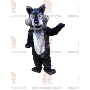BIGGYMONKEY™ costume da mascotte di lupo grigio e nero, costume