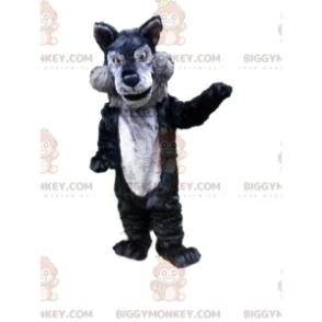 Costume de mascotte BIGGYMONKEY™ de loup gris et noir, costume