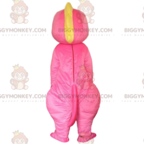 BIGGYMONKEY™ mascot costume pink and yellow dinosaur, pink