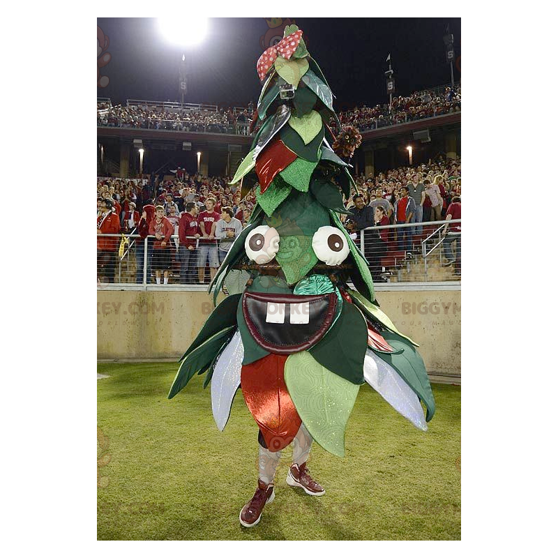 Πράσινο και κόκκινο χριστουγεννιάτικο δέντρο στολή μασκότ