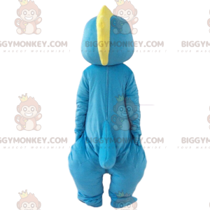 Blau-weißes Dinosaurier-BIGGYMONKEY™-Maskottchen-Kostüm, buntes