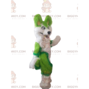 Kostium maskotki BIGGYMONKEY™ biały i zielony pies husky