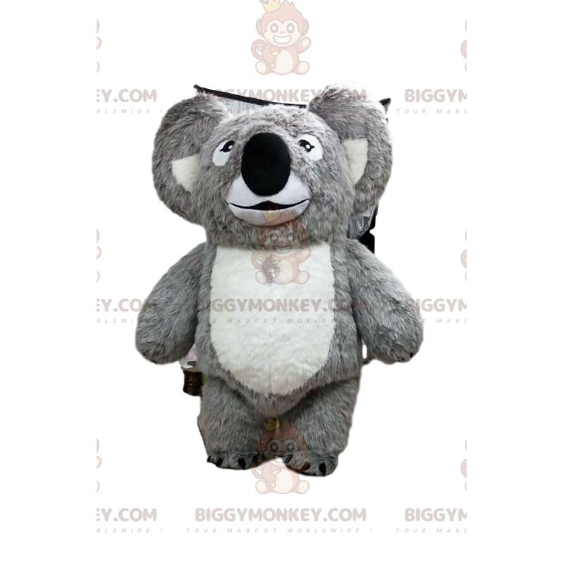 BIGGYMONKEY™ maskotdräkt av grå och vit koala, kostym för